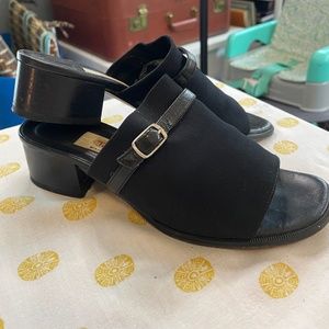 90's Vintage Talbots Black Open Toed Mule Size 5